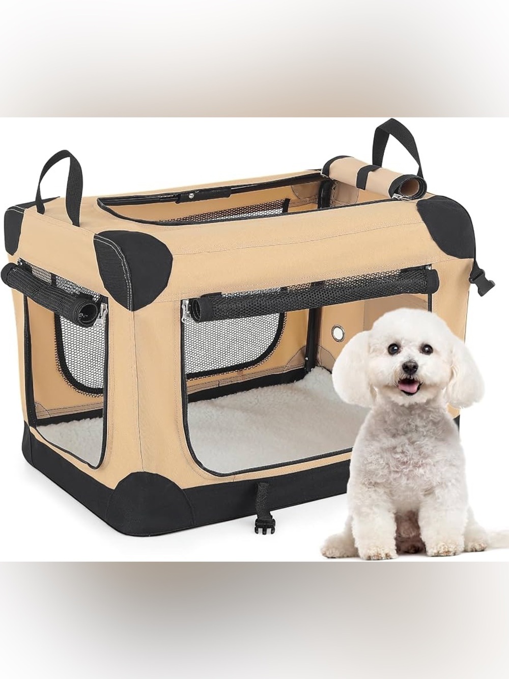 STUNNING BEIGE AND BLACK COLLAPSING PET CARRIER WITH HANDLES 😍❗️⭐️🐾